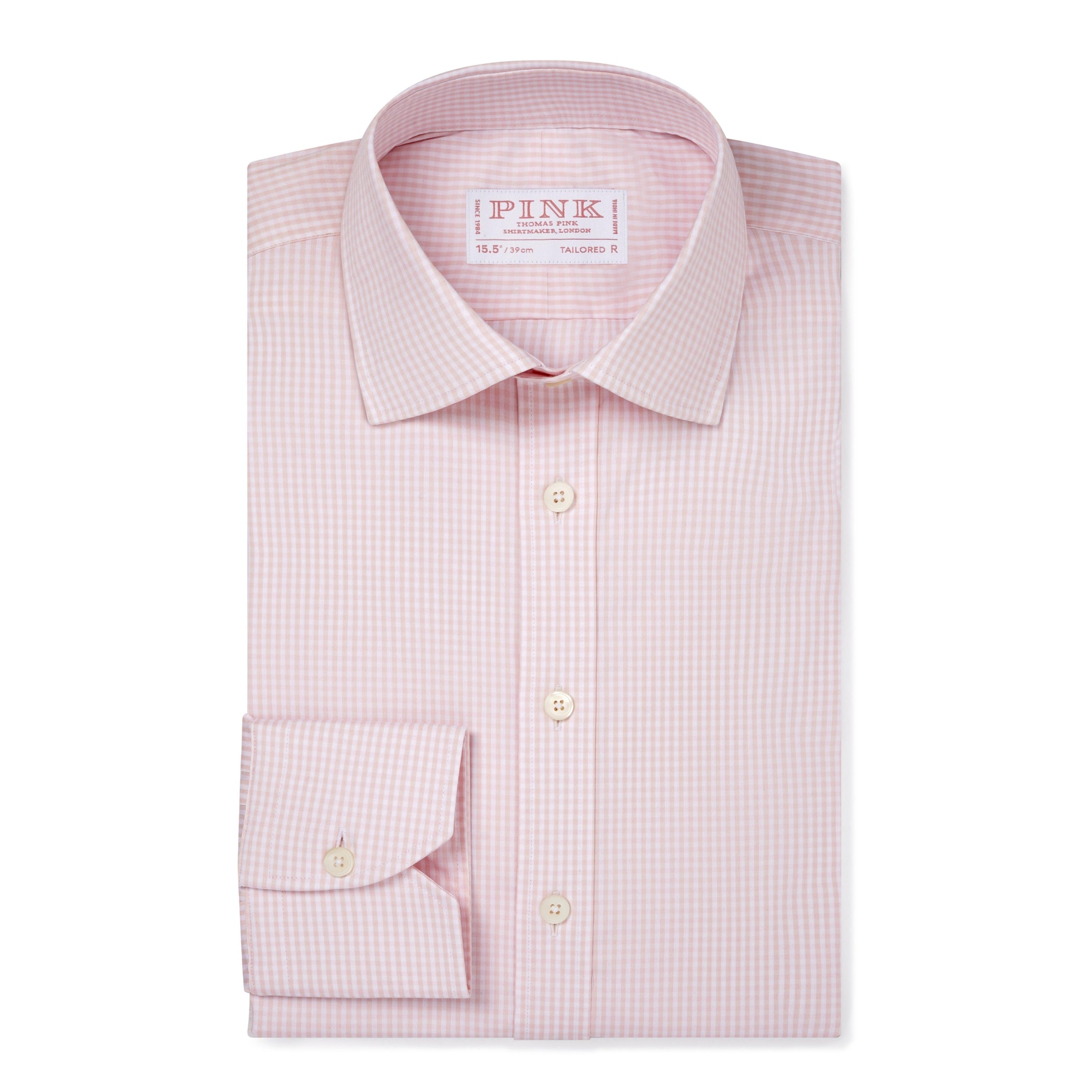 Pale Pink & White Tailored Fit Essential Gingham Formal Shirt