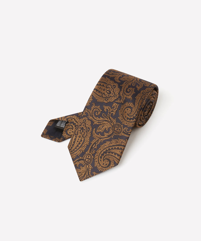 Copper & Black Contrast Paisley Silk Tie