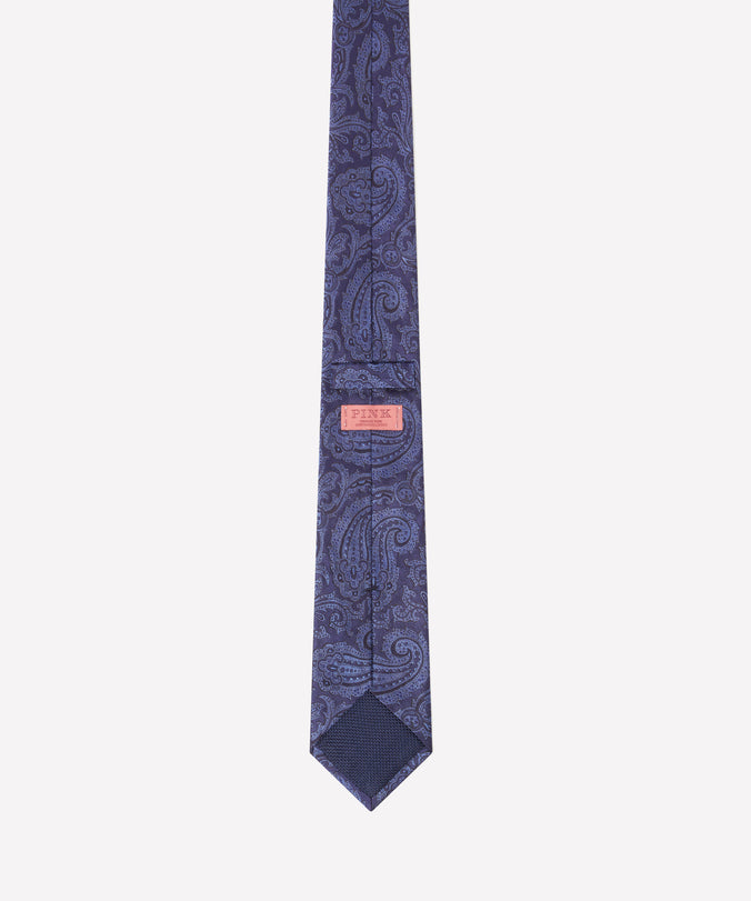 Navy & Blue Contrast Paisley Silk Tie
