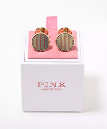 Pink & Navy Enamel Striped Cufflinks