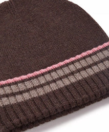 Brown Knitted Merino Wool Hat & Scarf Set