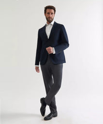 Navy Tailored Fit Cotton Twill Jacket