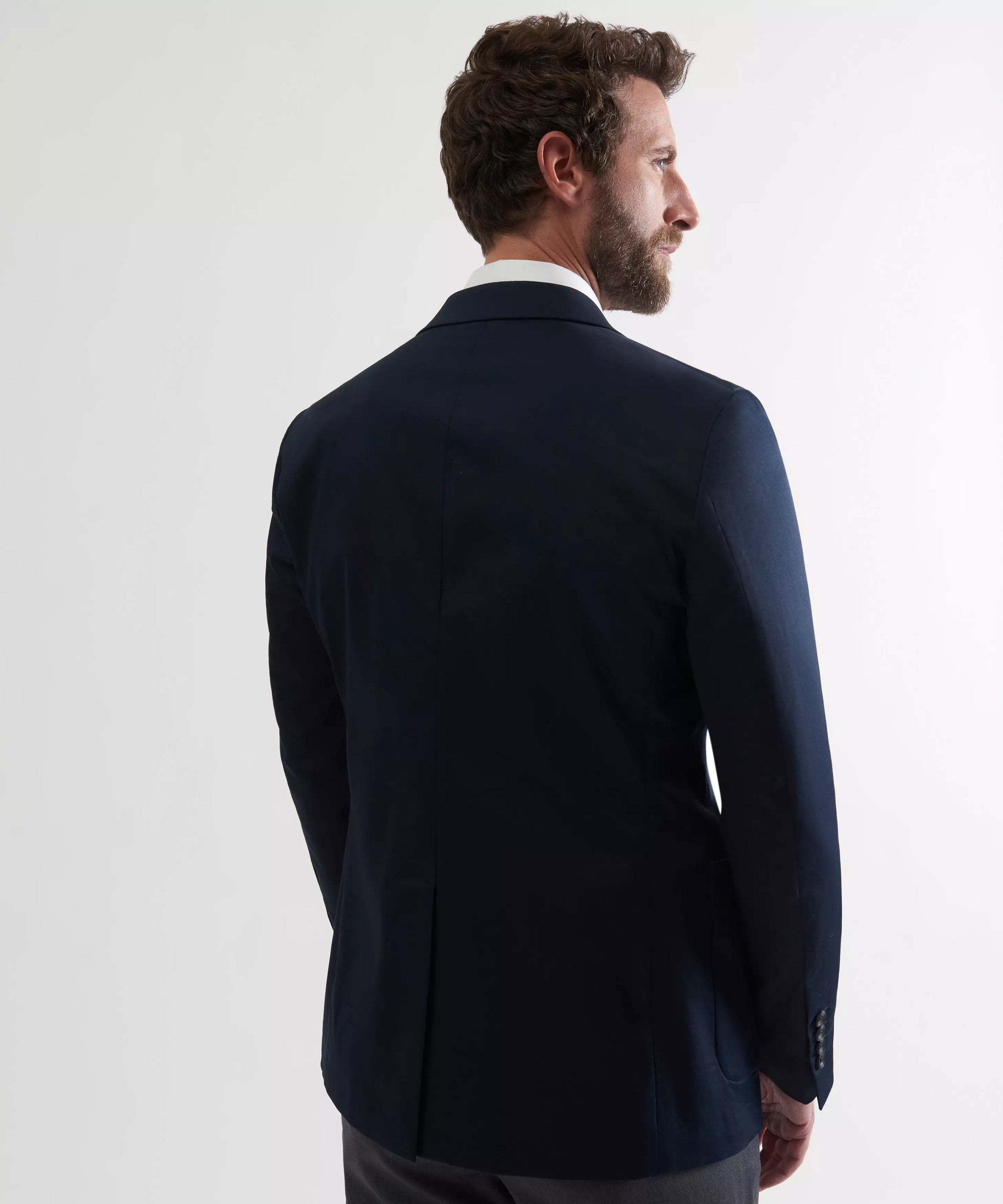 Navy Tailored Fit Cotton Twill Jacket