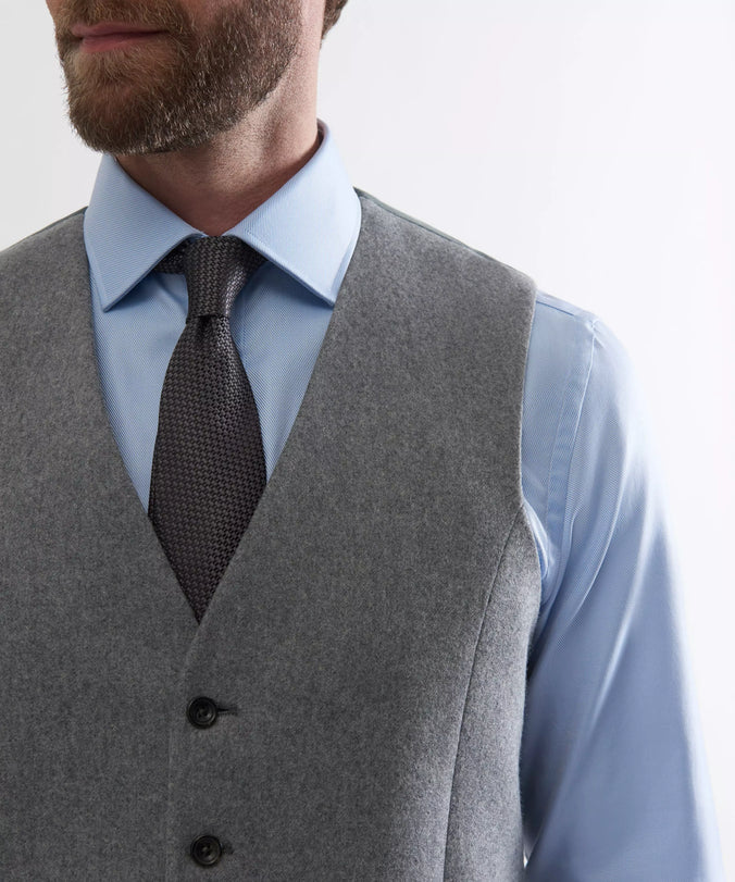 Grey 4 Button Merino Wool Waistcoat