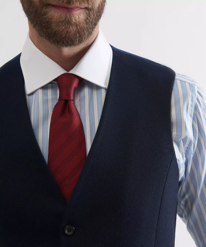 Navy Blue 4 Button Merino Wool Waistcoat