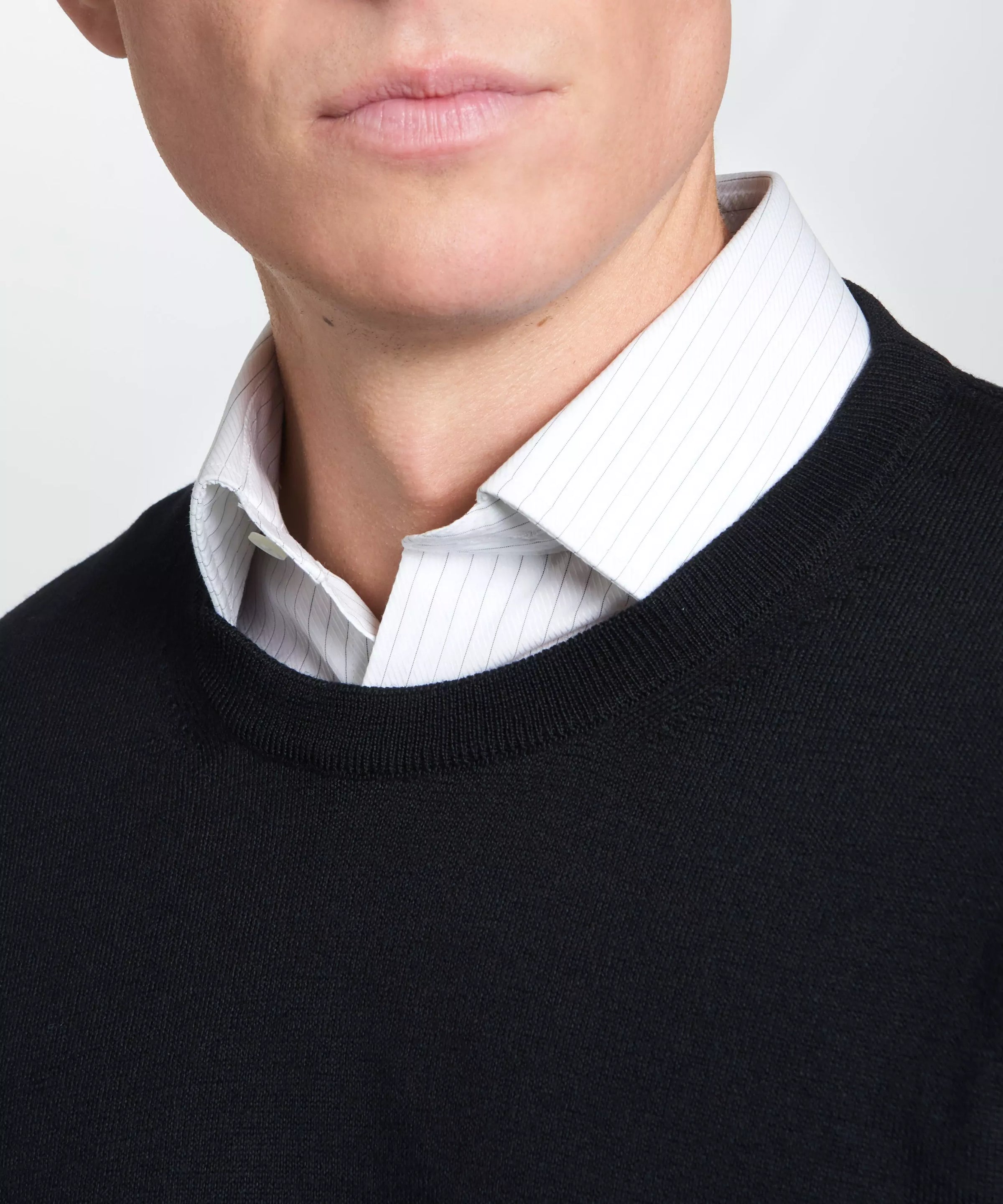 Black Merino Wool Crew Neck Sweater