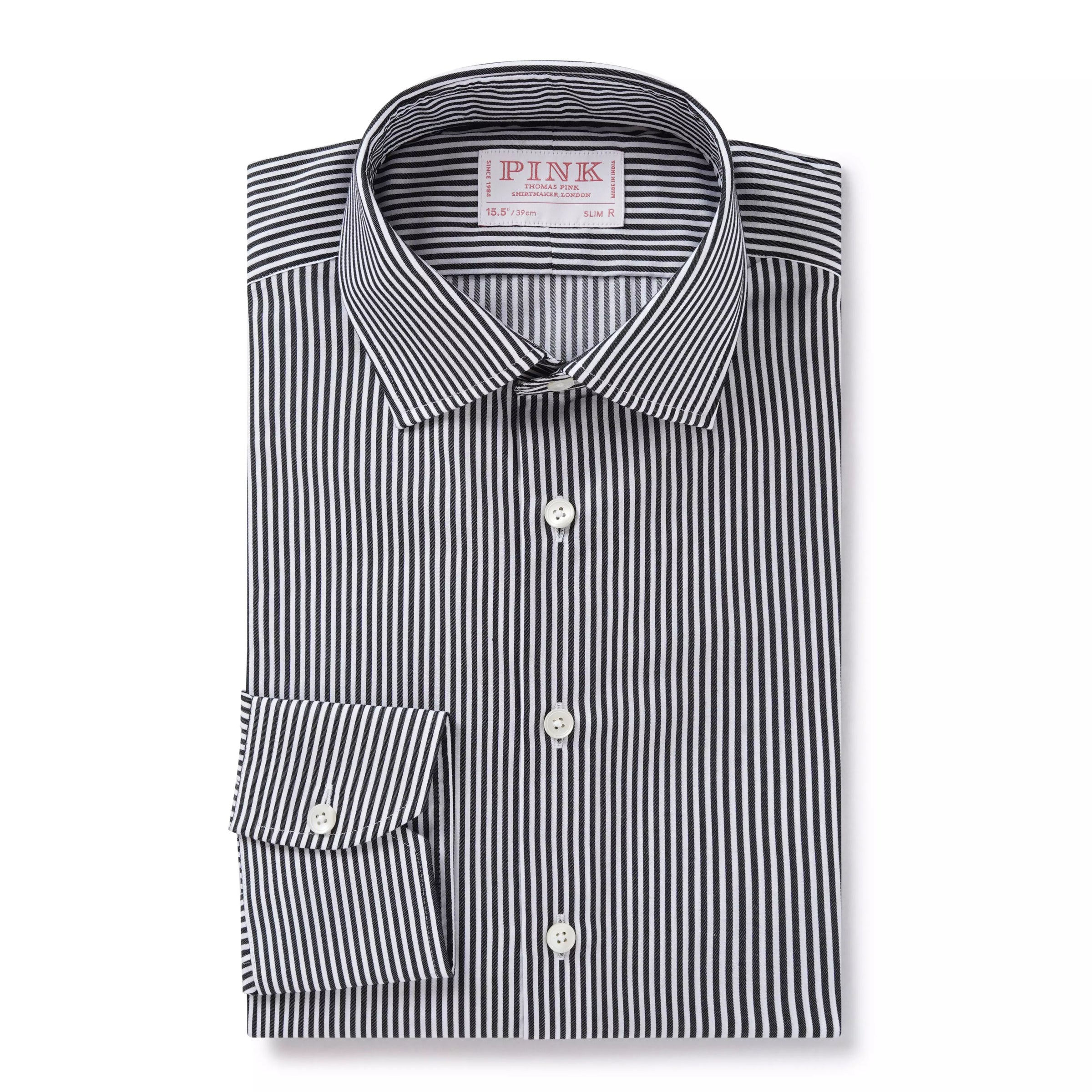 Black & White Tailored Fit Capri Stripe Shirt Formal Shirt