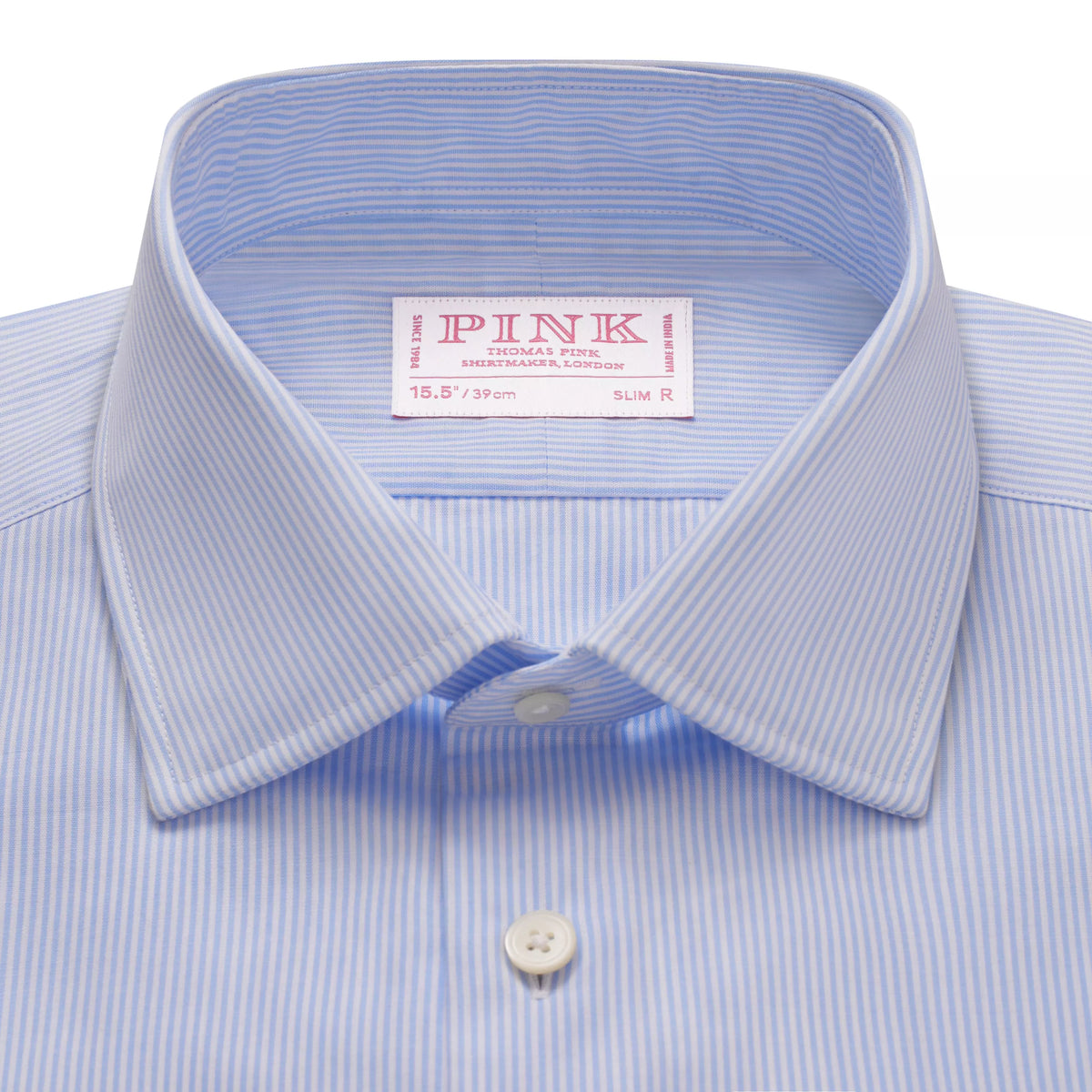 Sapphire Blue & White Slim Fit Panama Thin Stripe Formal Shirt