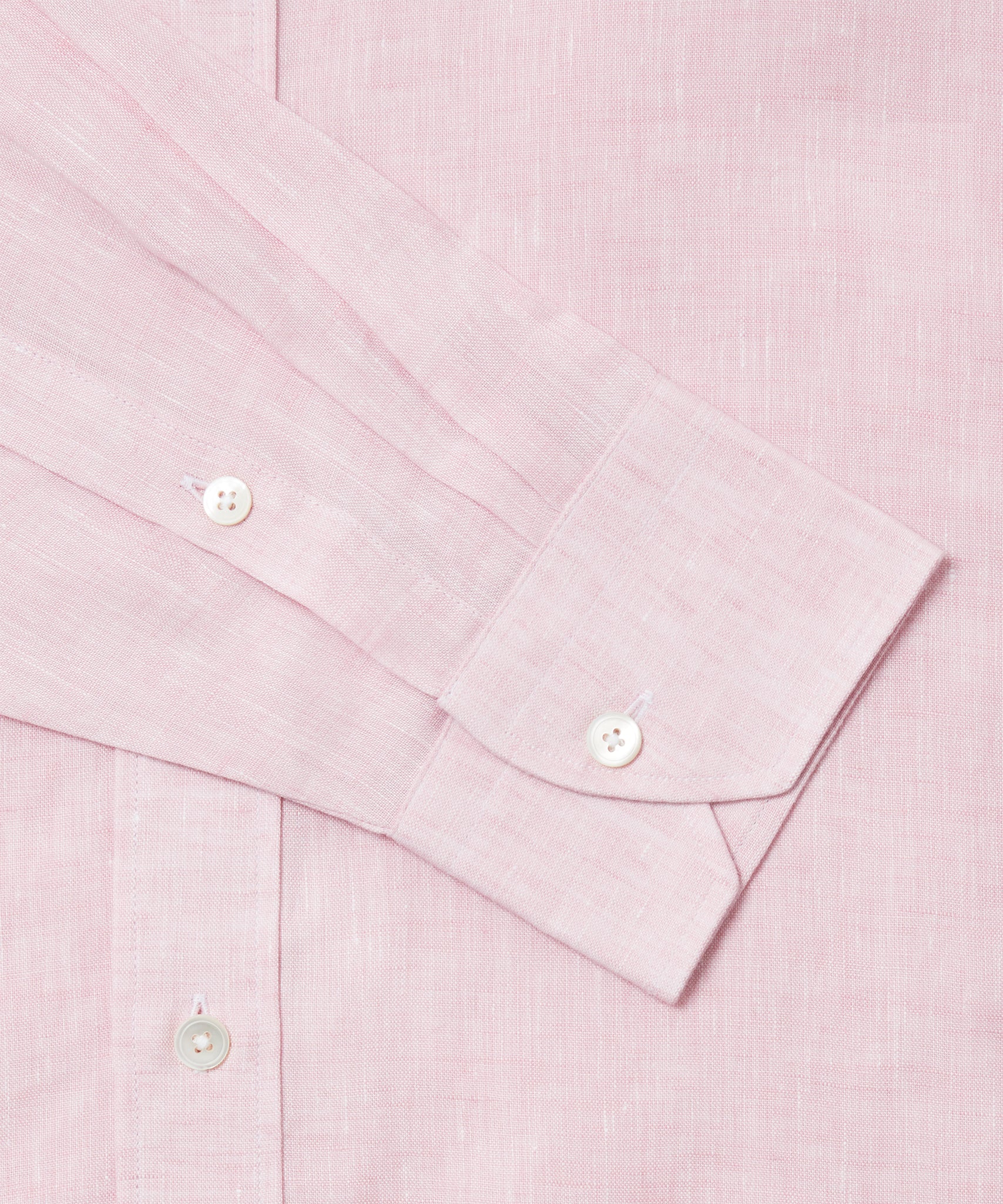 Pale Pink Tailored Fit Essential Linen Smart Casual Shirt