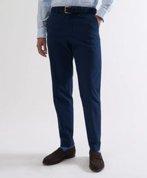 Blue & Navy Tailored Fit Stripe Seersucker Flat Front Trouser