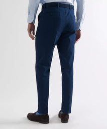 Blue & Navy Tailored Fit Stripe Seersucker Flat Front Trouser